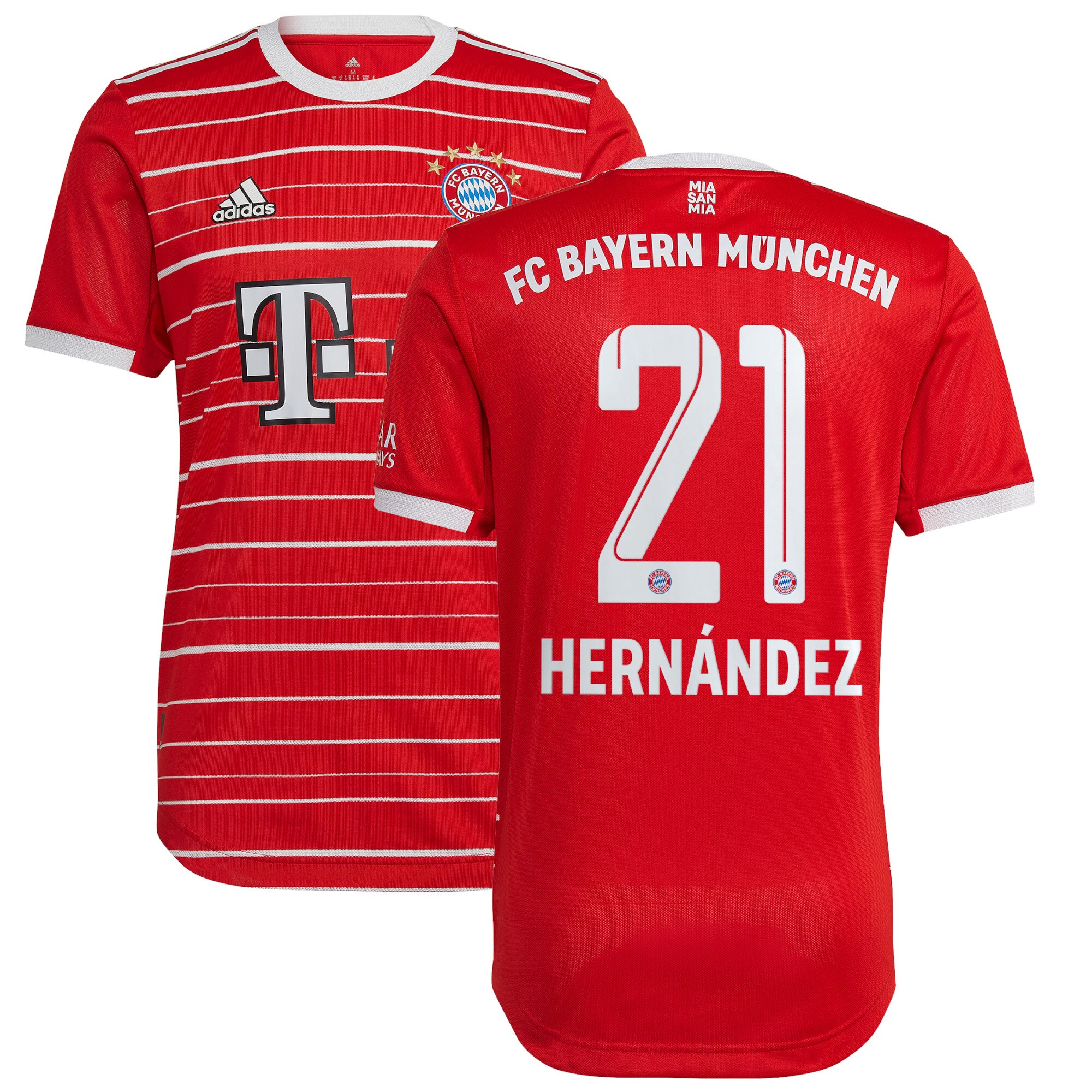 FC Bayern Home Authentic Shirt 2022-23 with Hernández 21 printing