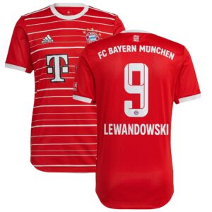 FC Bayern Home Authentic Shirt 2022-23 with Lewandowski 9 printing