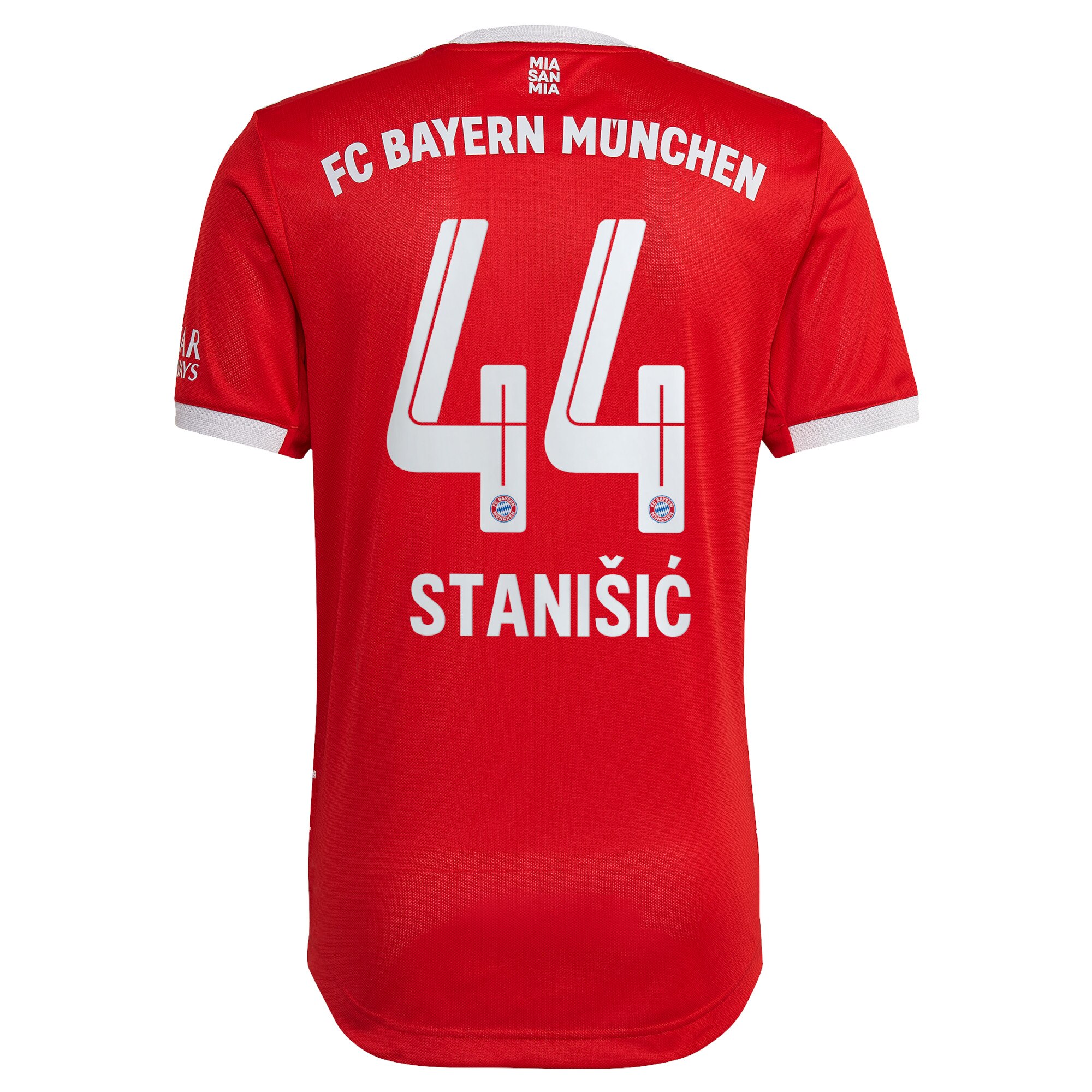 FC Bayern Home Authentic Shirt 2022-23 with Stanišic 44 printing