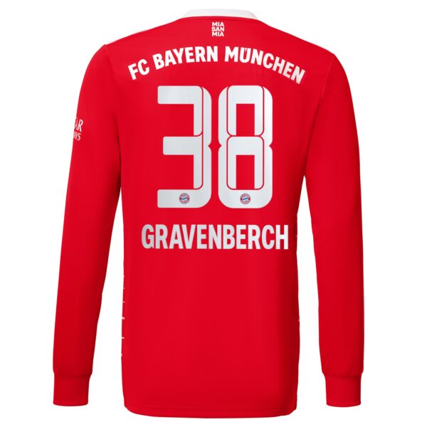 FC Bayern Home Shirt 2022-2023 with Gravenberch 38 printing