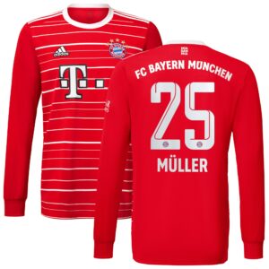 FC Bayern Home Shirt 2022-23 Long Sleeve with Muller 25 printing