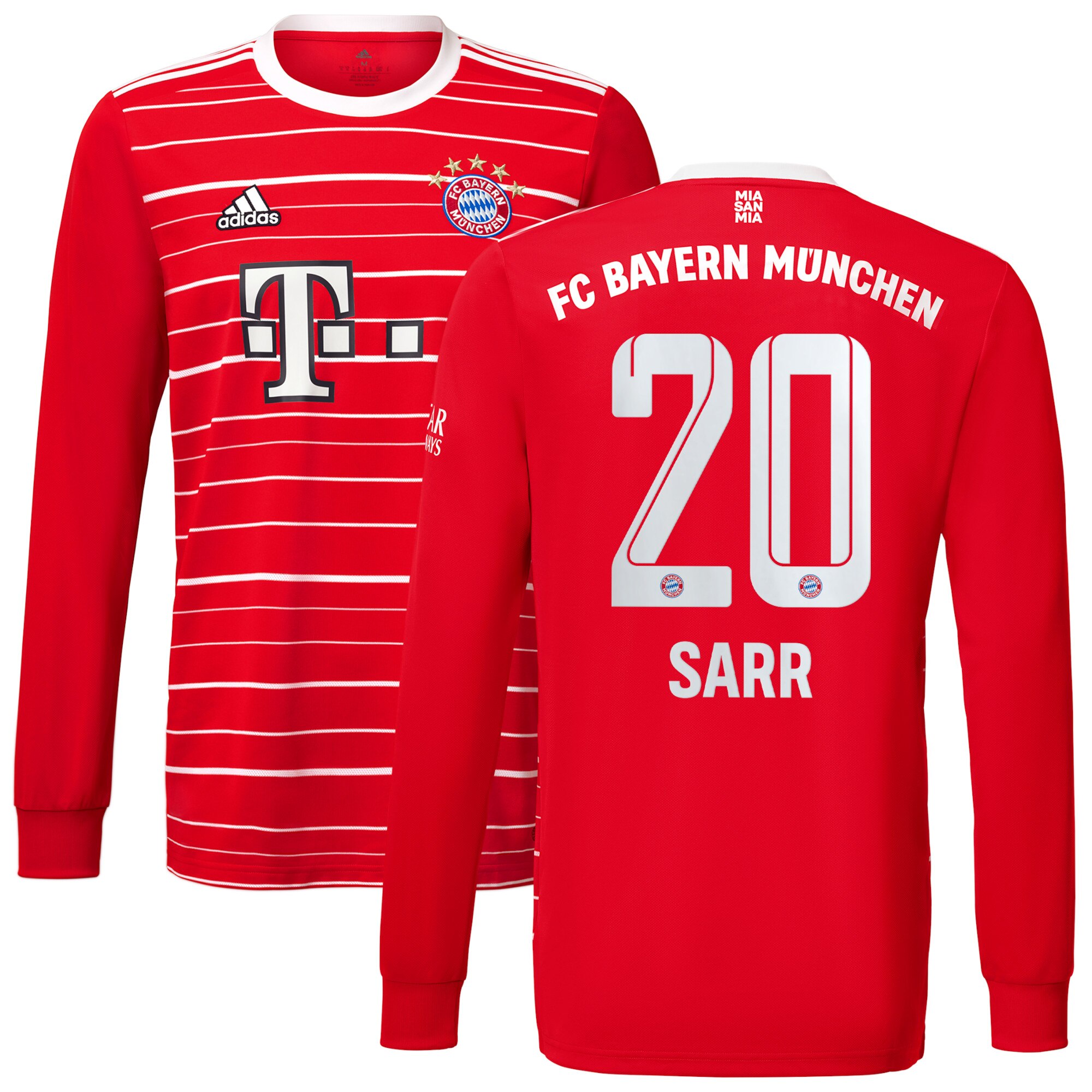 FC Bayern Home Shirt 2022-23 - Long Sleeve with Sarr 20 printing