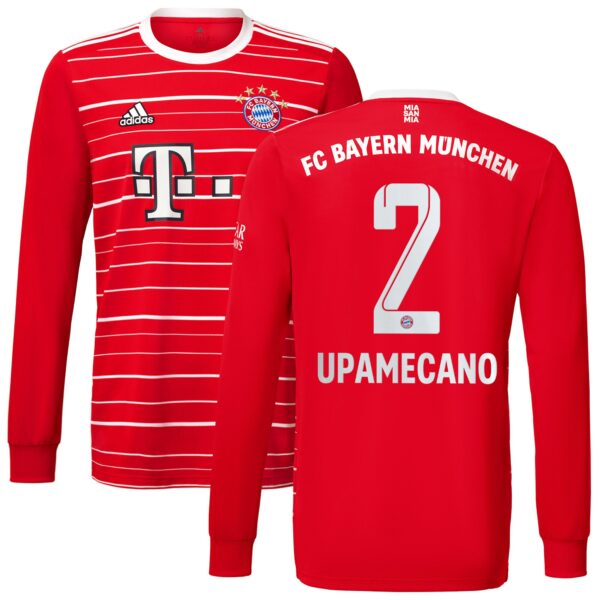 FC Bayern Home Shirt 2022-23 - Long Sleeve with Upamecano 2 printing