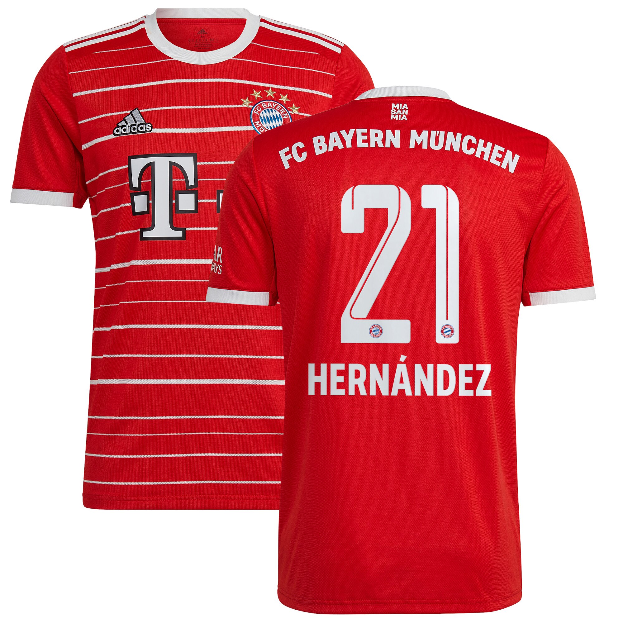 FC Bayern Home Shirt 2022-23 with Hernández 21 printing