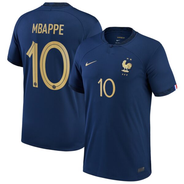 France Home Stadium Shirt 2022 with Mbappe 10 printing