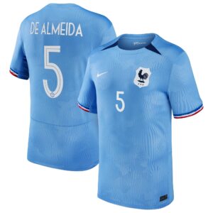 France Women Home Stadium Shirt 2023-24 - Mens with De Almeida 5 printing