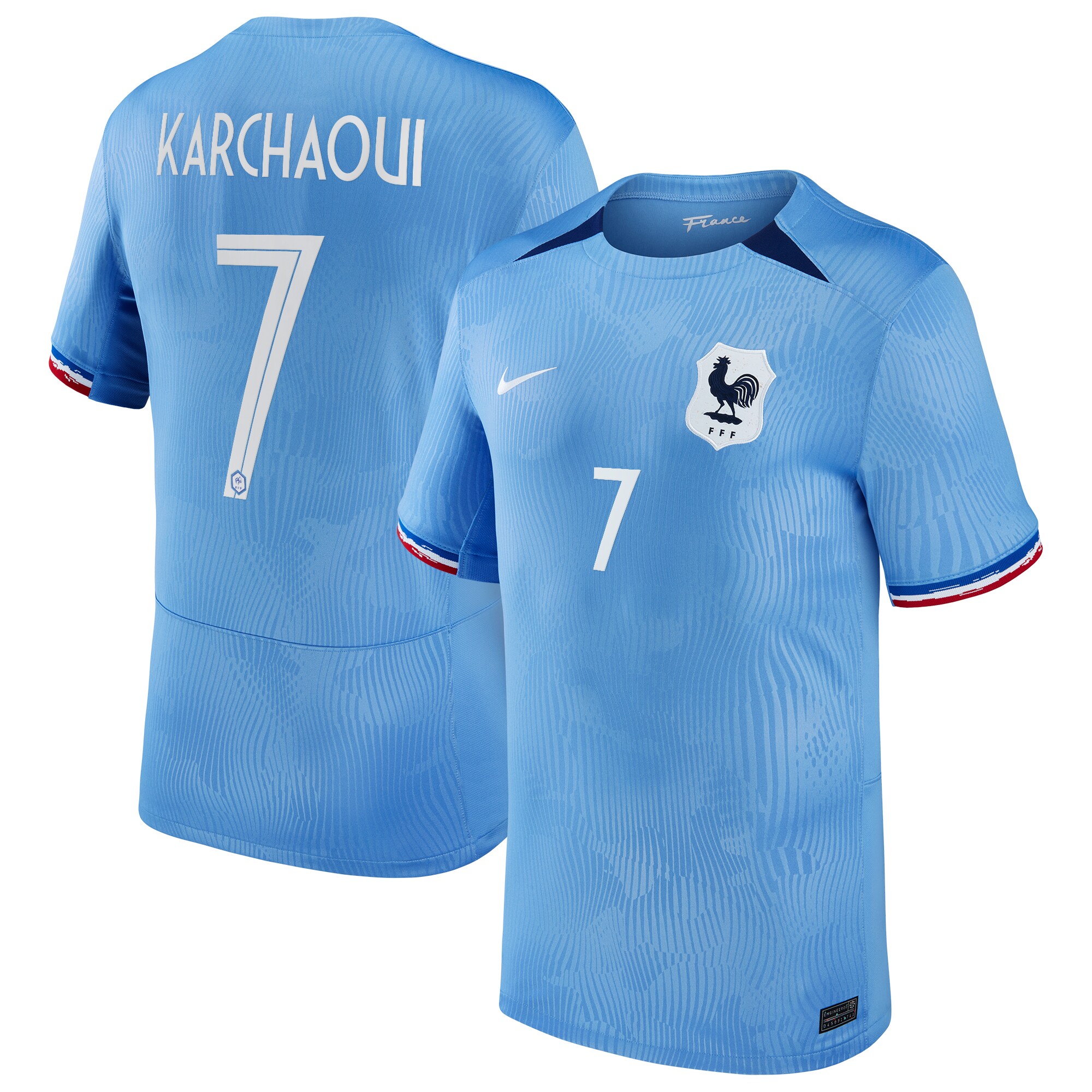 France Women Home Stadium Shirt 2023-24 - Mens with Karchaoui 7 printing