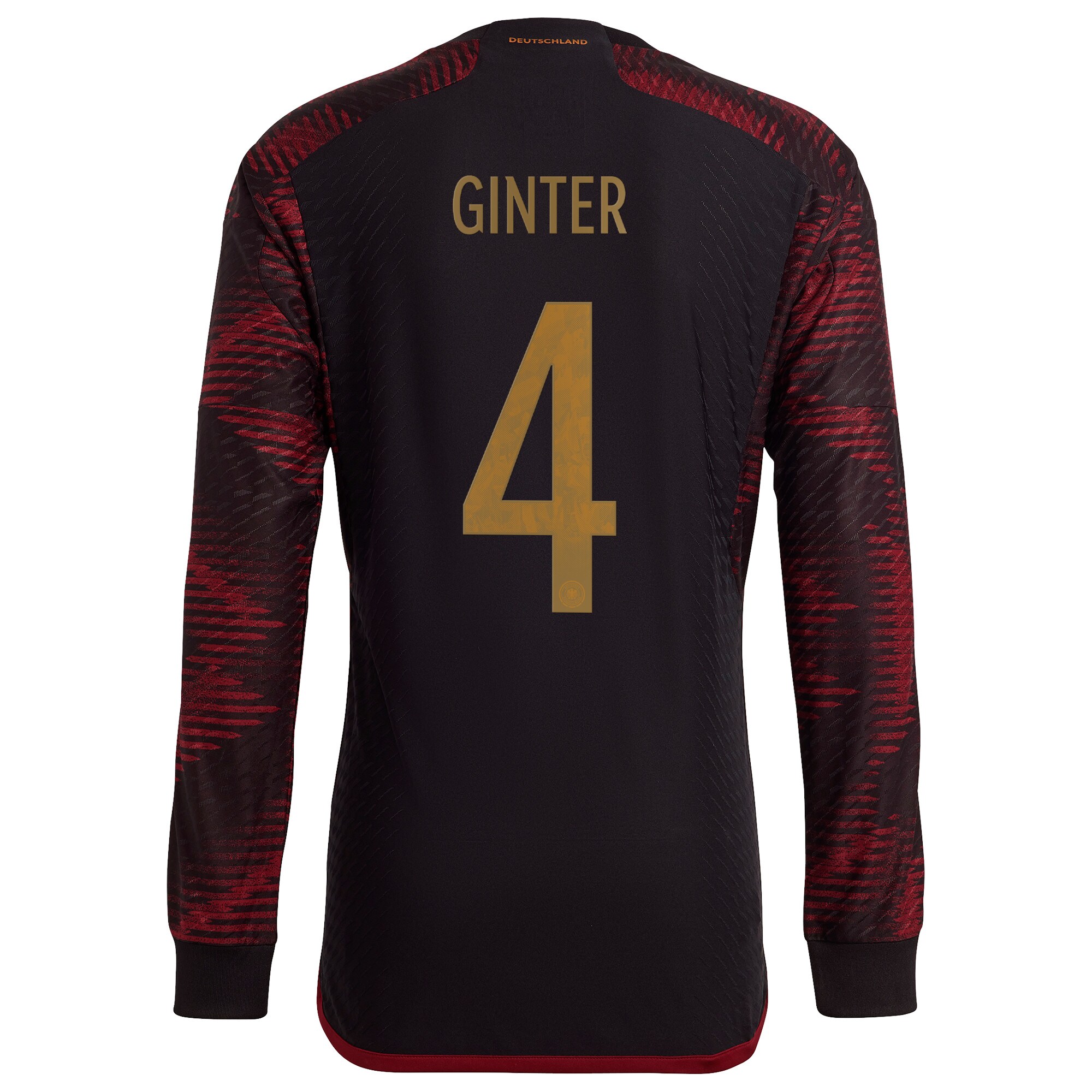 Germany Away Authentic Shirt Long Sleeve with Ginter 4 printing
