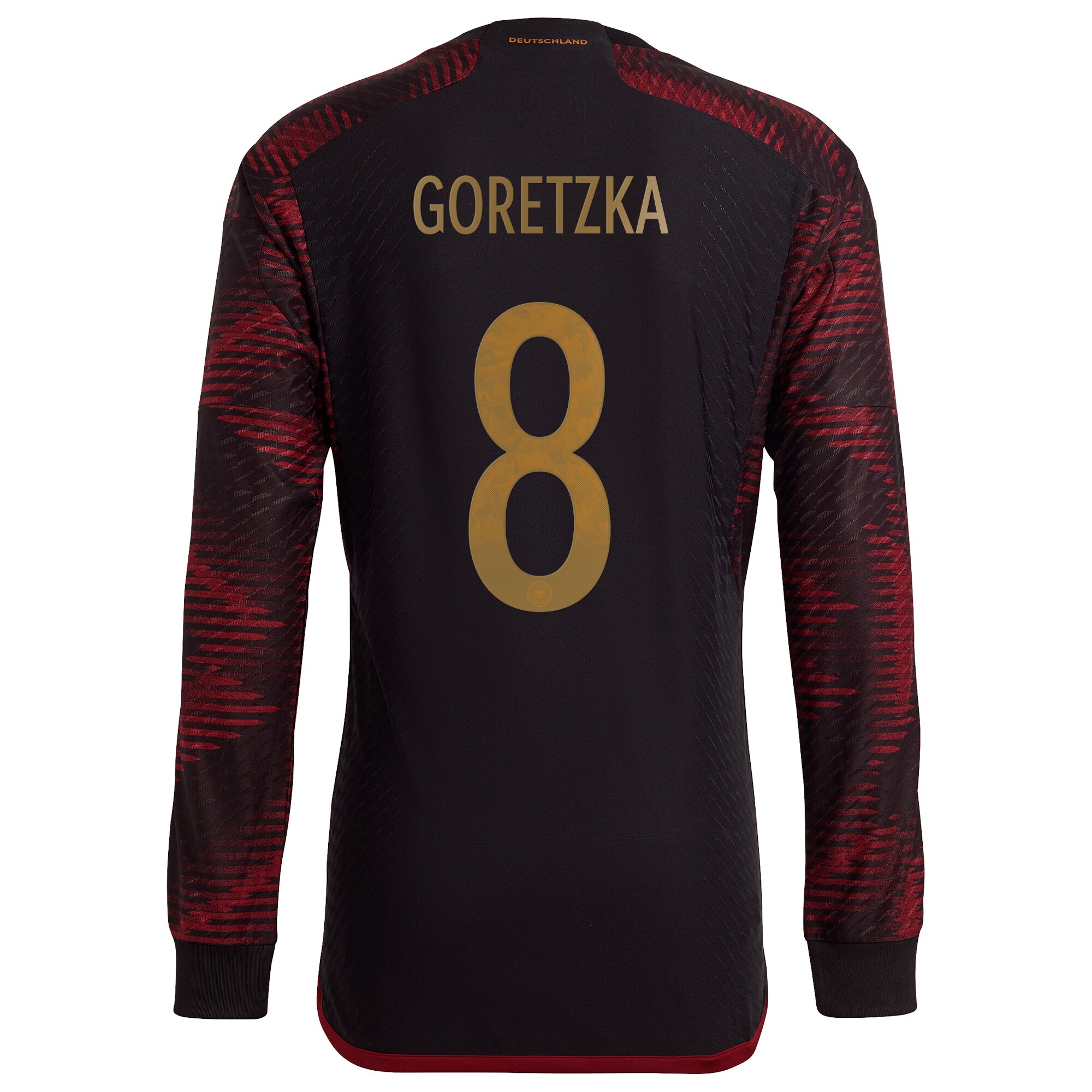 Germany Away Authentic Shirt Long Sleeve with Goretzka 8 printing