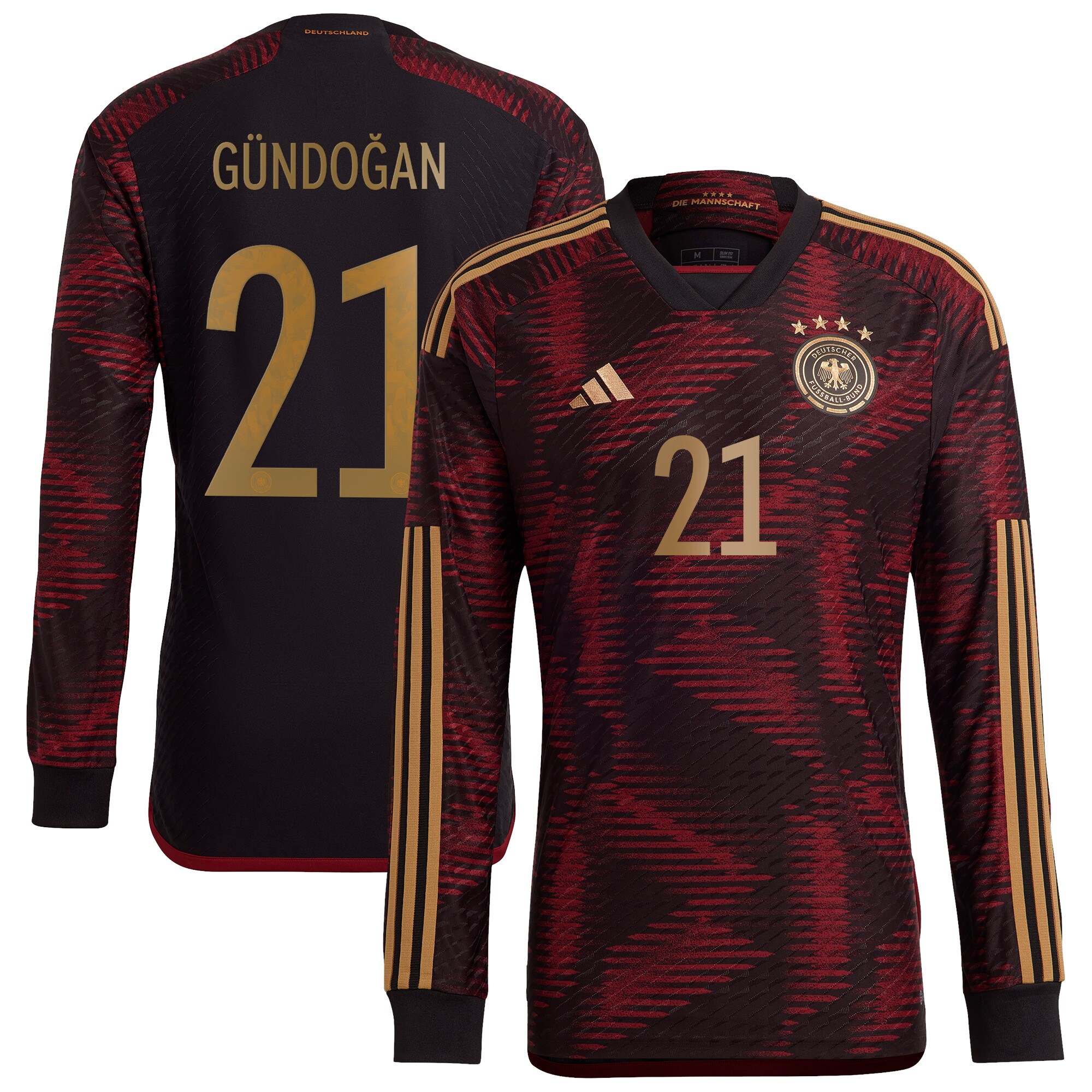 Germany Away Authentic Shirt Long Sleeve with Gündogan 21 printing