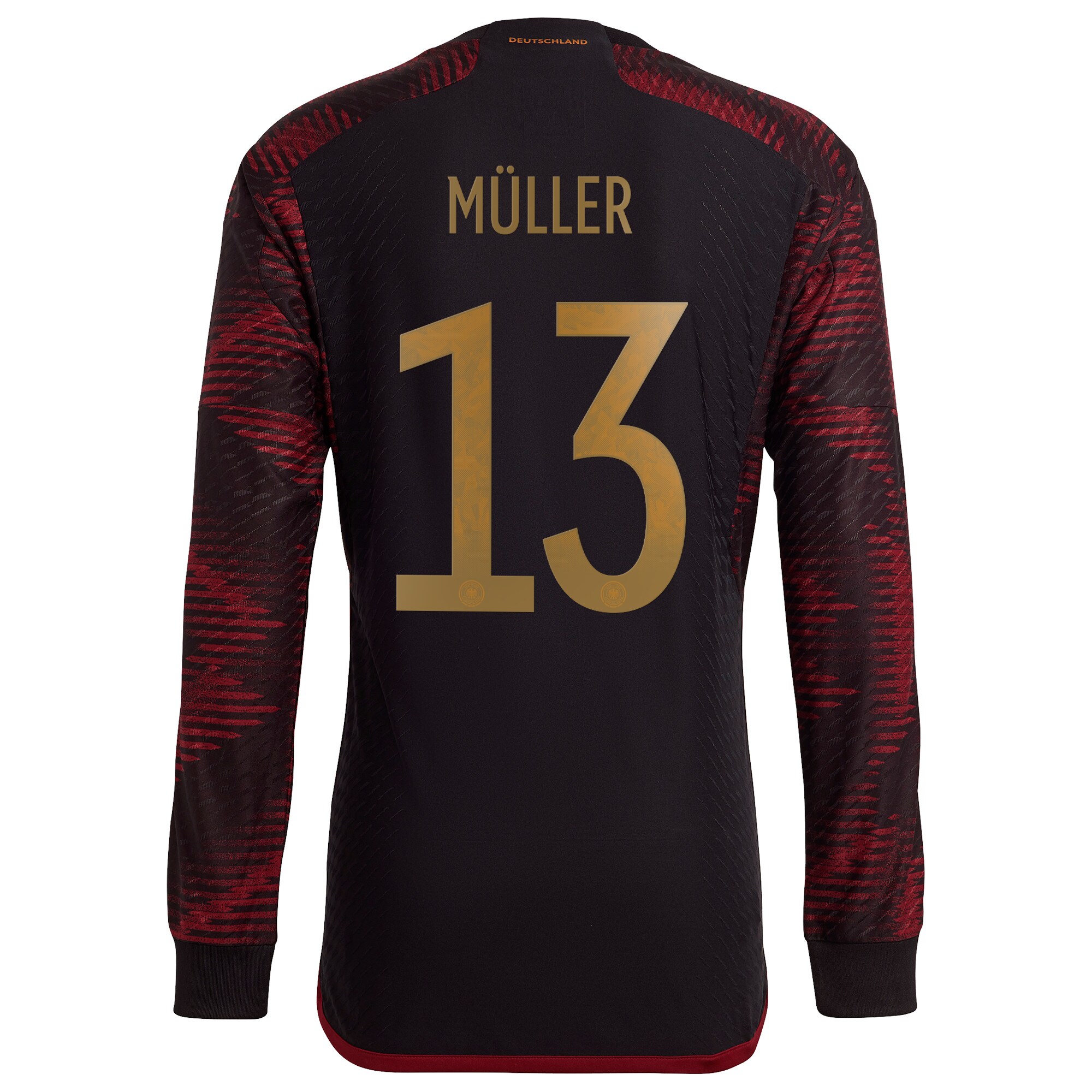 Germany Away Authentic Shirt Long Sleeve with Müller 13 printing