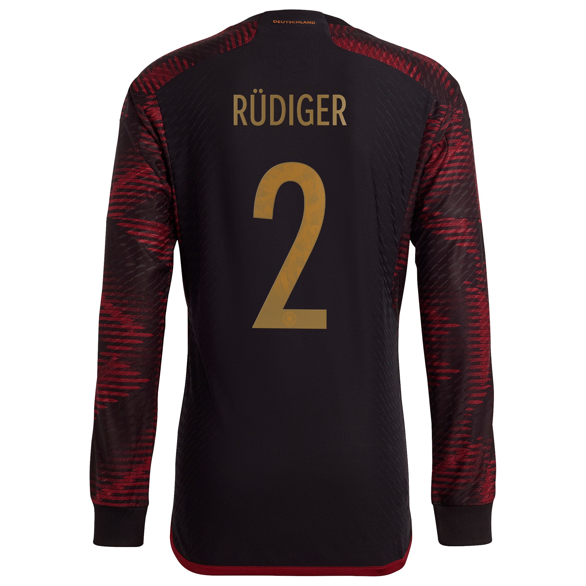 Germany Away Authentic Shirt Long Sleeve with Rüdiger 2 printing