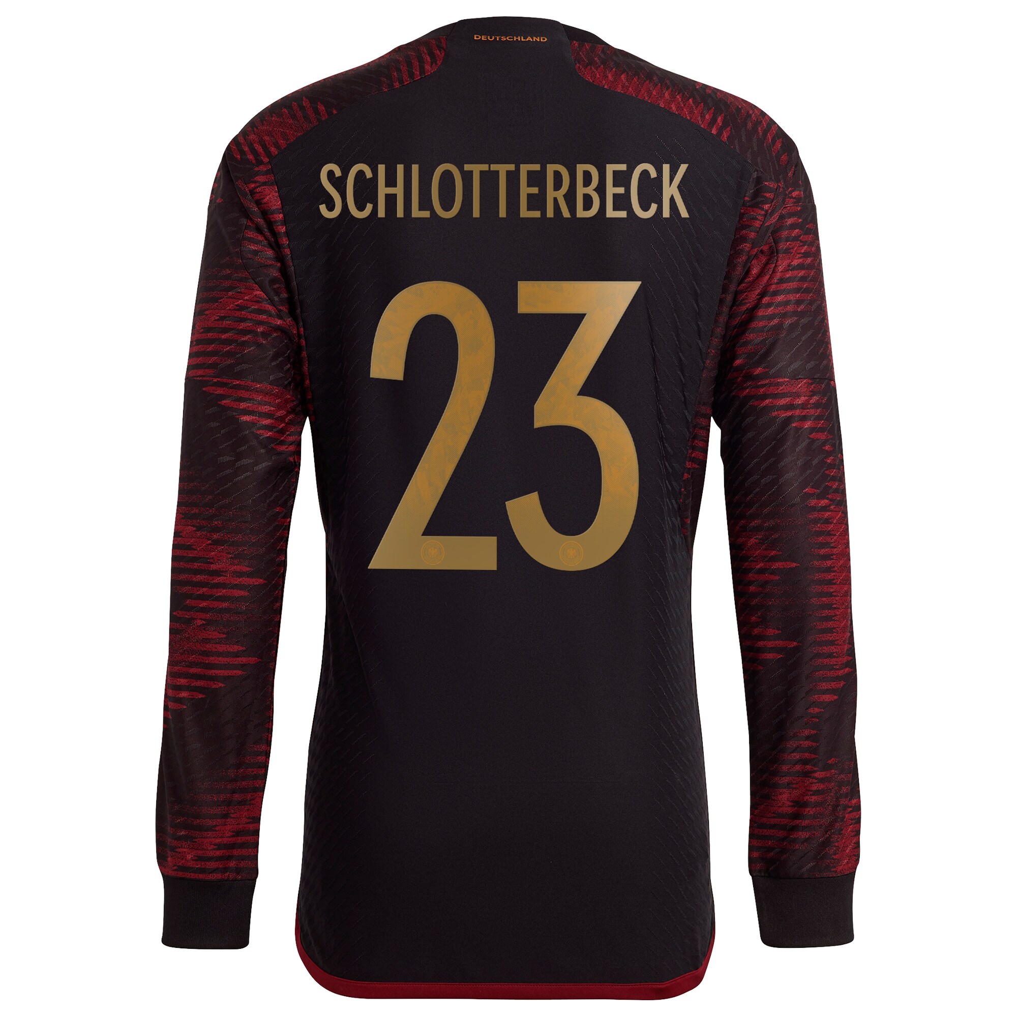 Germany Away Authentic Shirt Long Sleeve with Schlotterbeck 23 printing