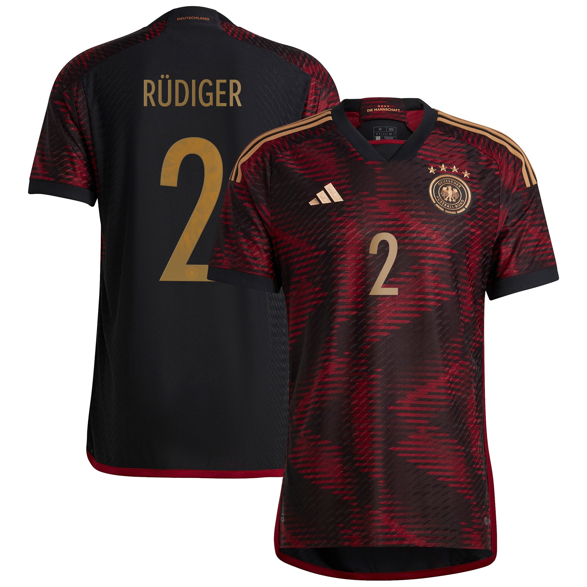 Germany Away Authentic Shirt with Rüdiger 2 printing