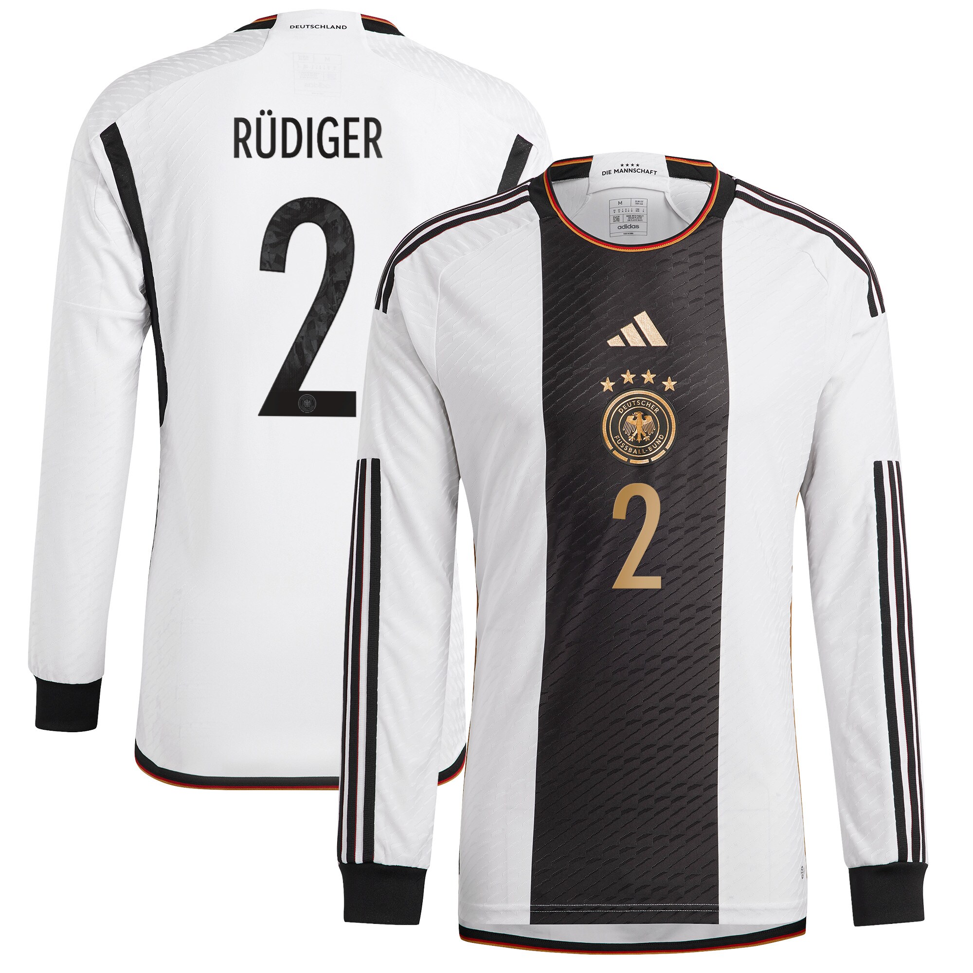 Germany Home Authentic Shirt Long Sleeve with Rüdiger 2 printing
