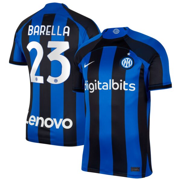 Inter Milan Home Stadium Shirt 2022-23 with Barella 23 printing