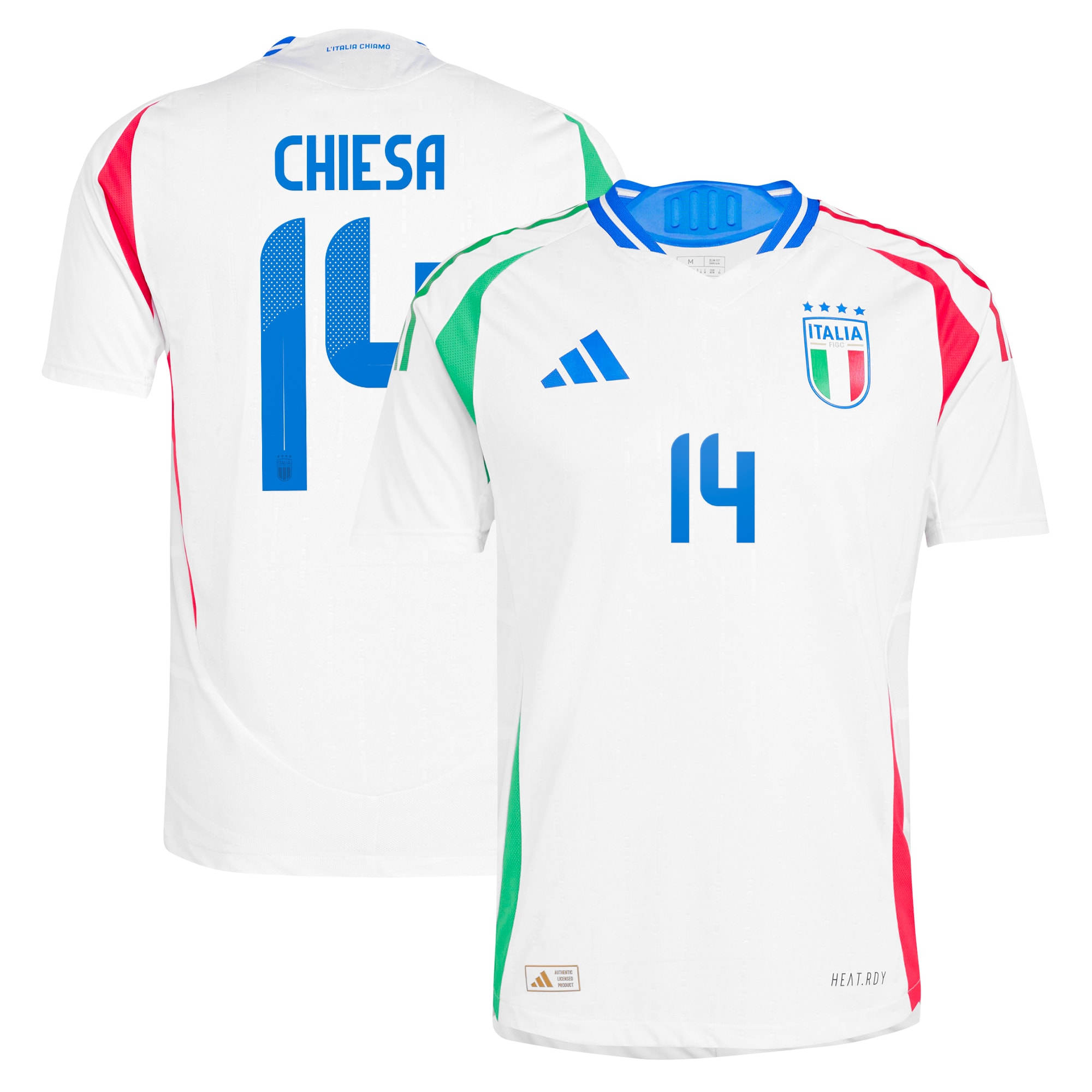 Italy Away Authentic Shirt 2024 with Chiesa 14 printing