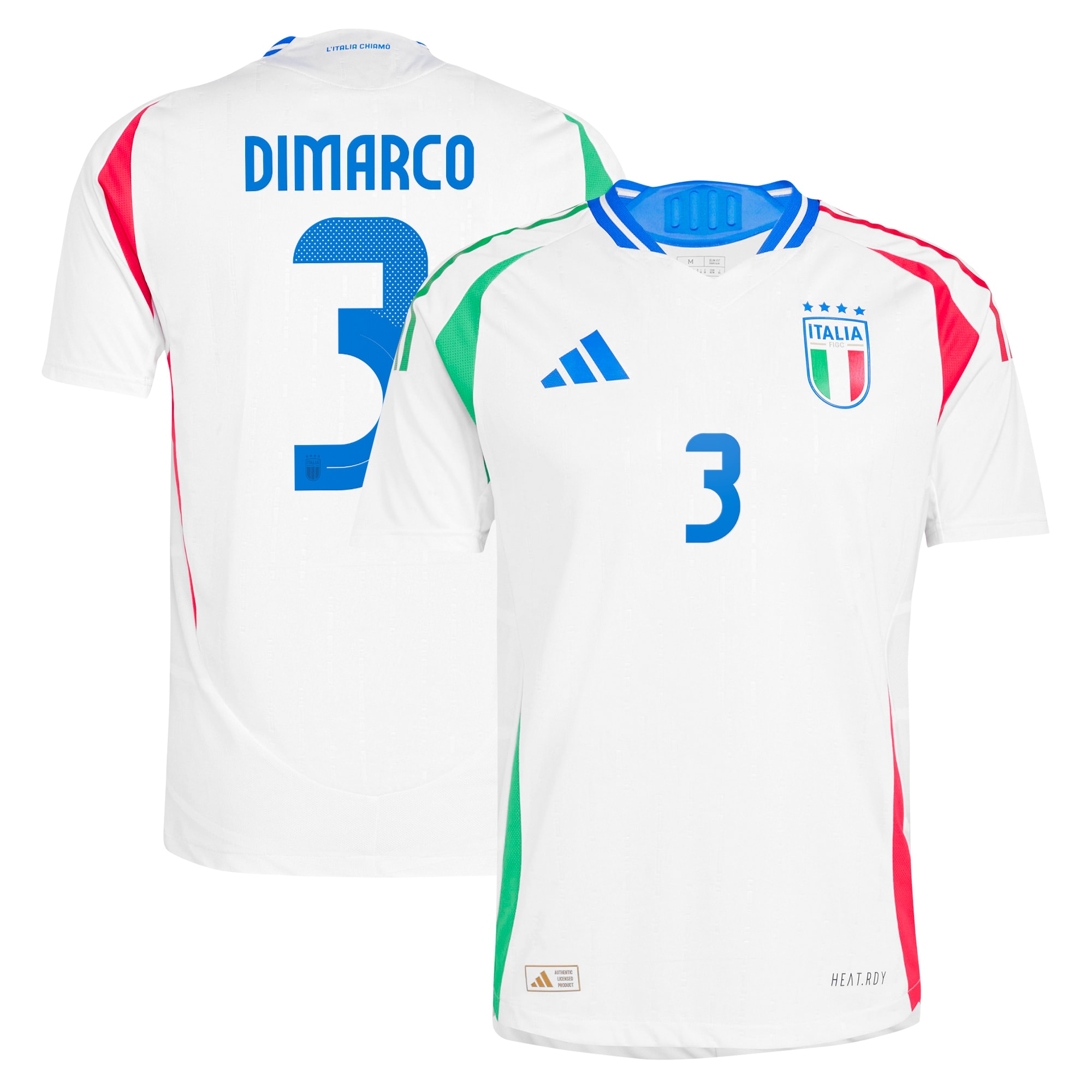 Italy Away Authentic Shirt 2024 with DiMarco 3 printing