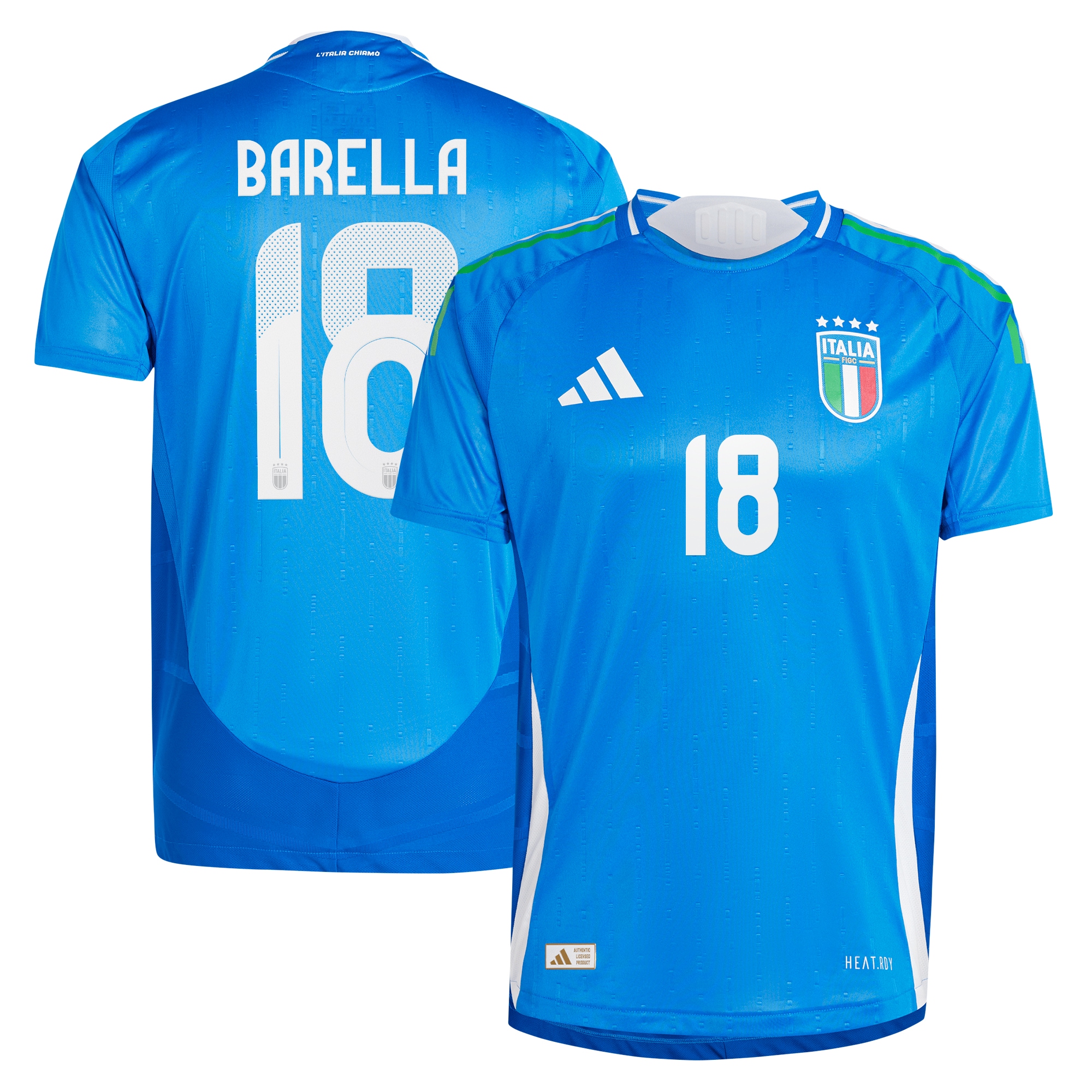 Italy Home Authentic Shirt 2024 with Barella 18 printing