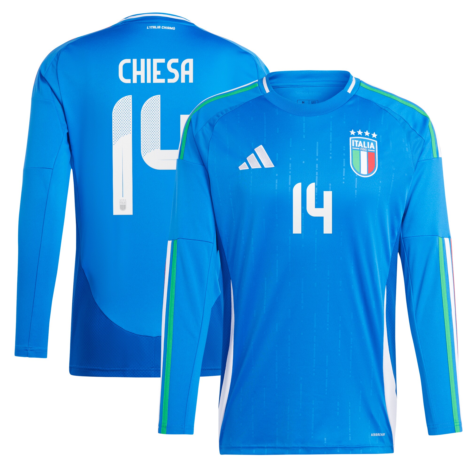 Italy Home Shirt 2024 - Long Sleeve with Chiesa 14 printing