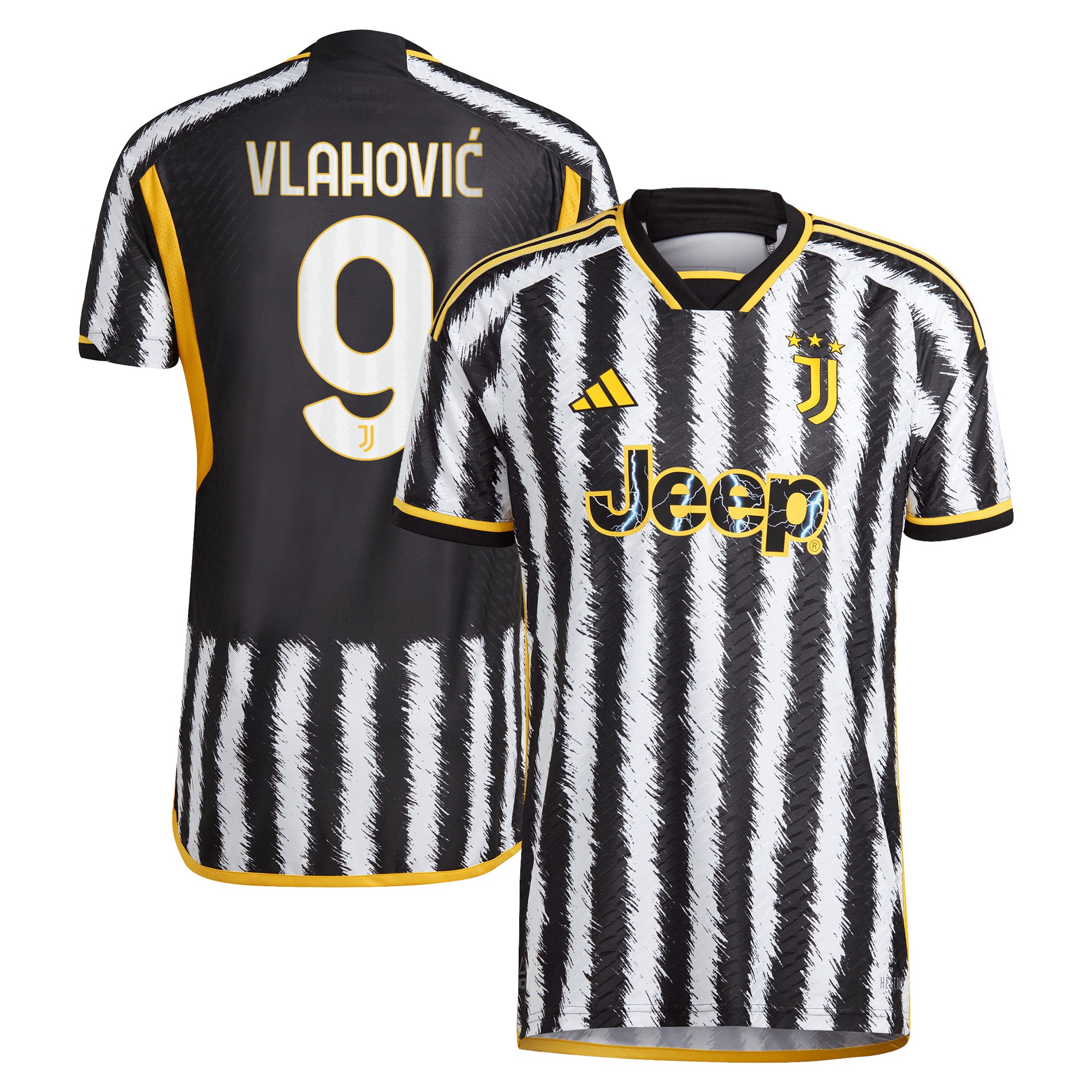Juventus Home Authentic Shirt 2023-24 with Vlahovic 9 printing