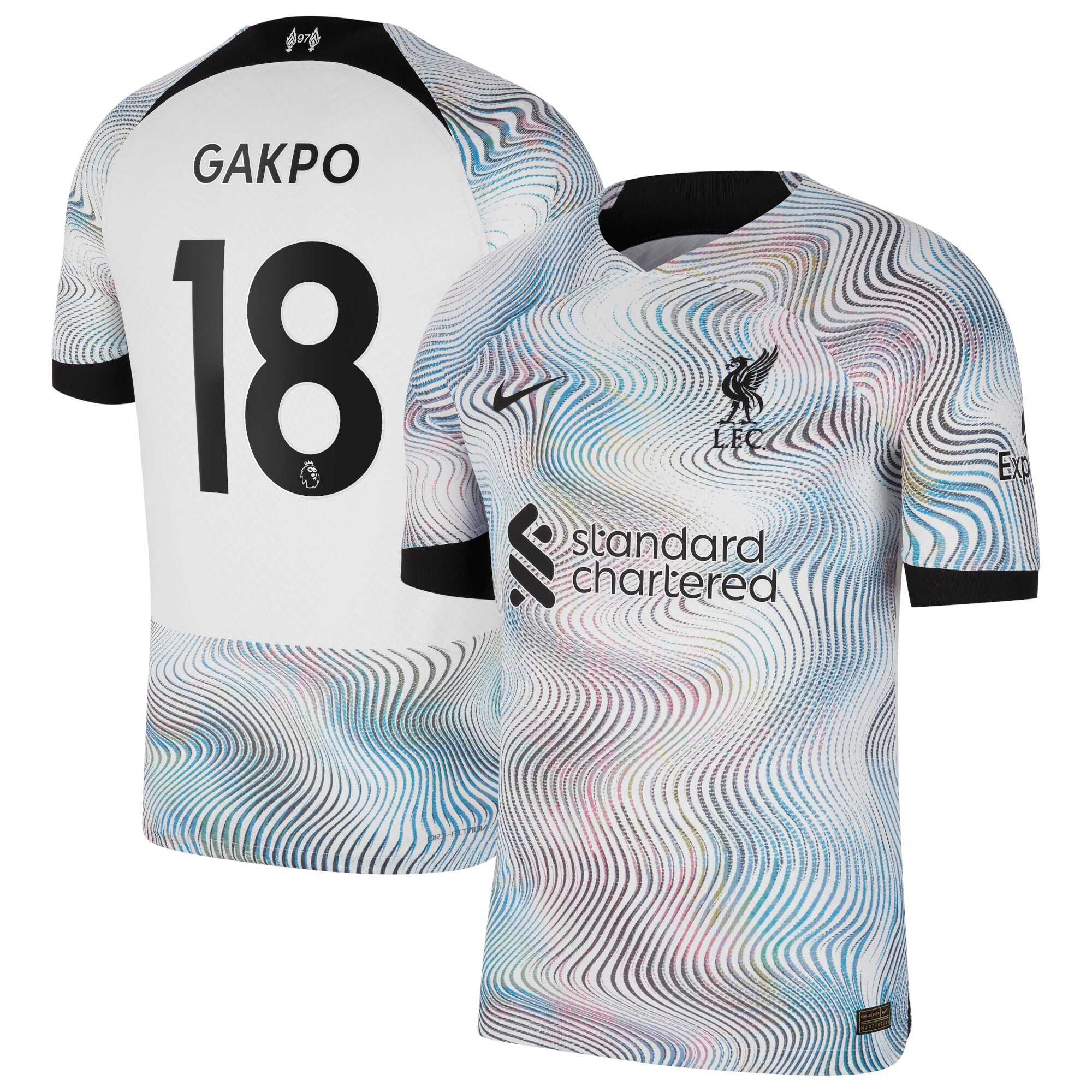 Liverpool Away Vapor Match Shirt 2022-23 with Gakpo 18 printing