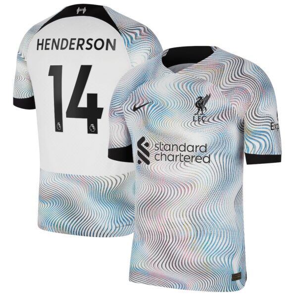 Liverpool Away Vapor Match Shirt 2022-23 with Henderson 14 printing