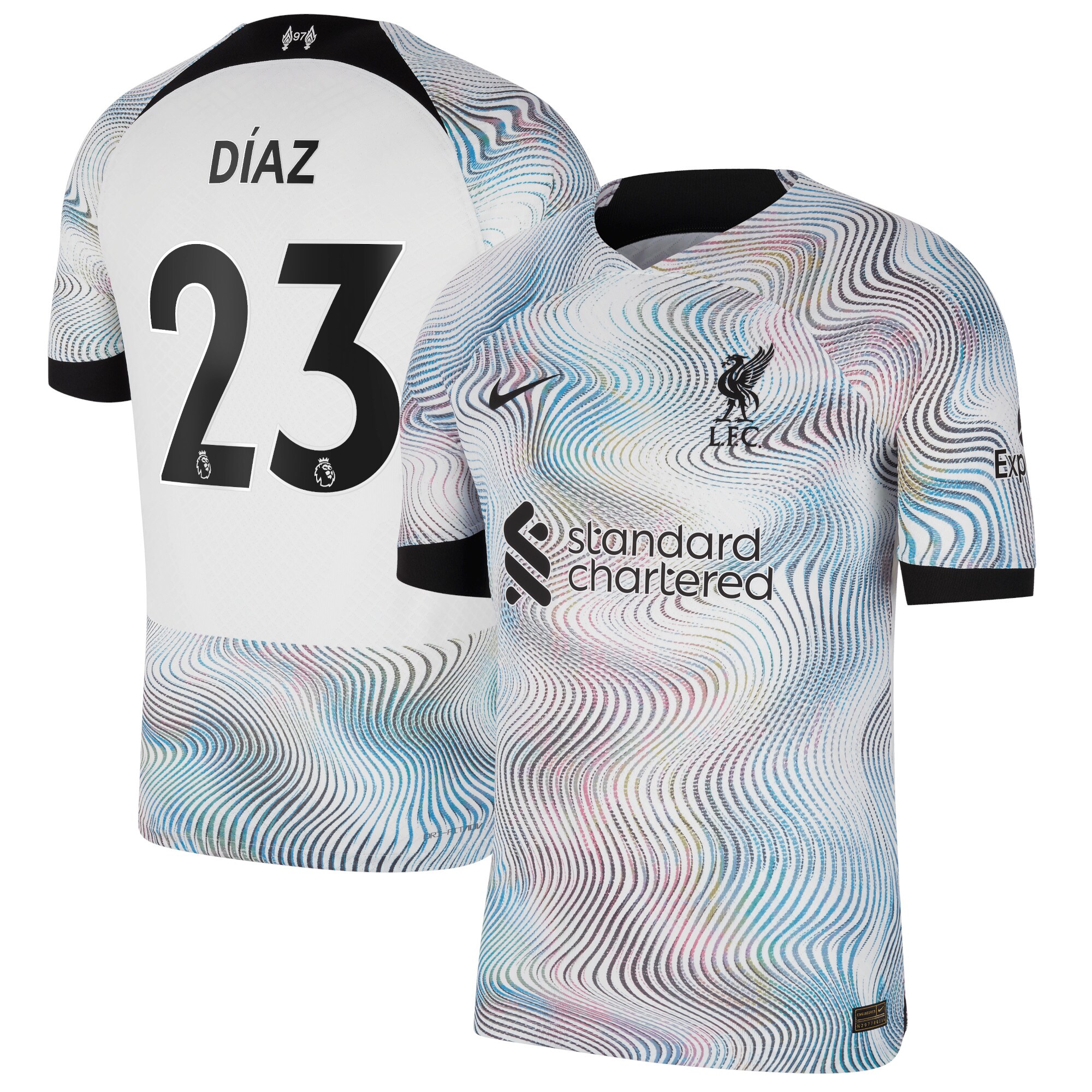 Liverpool Away Vapor Match Shirt 2022-23 with Luis Díaz 23 printing