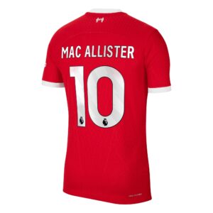 Liverpool Home Dri Fit Adv Match Shirt 2023-24 with Mac Allister 10 printing