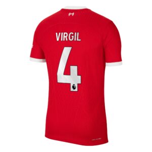 Liverpool Home Dri Fit Adv Match Shirt 2023-24 with Virgil 4 printing