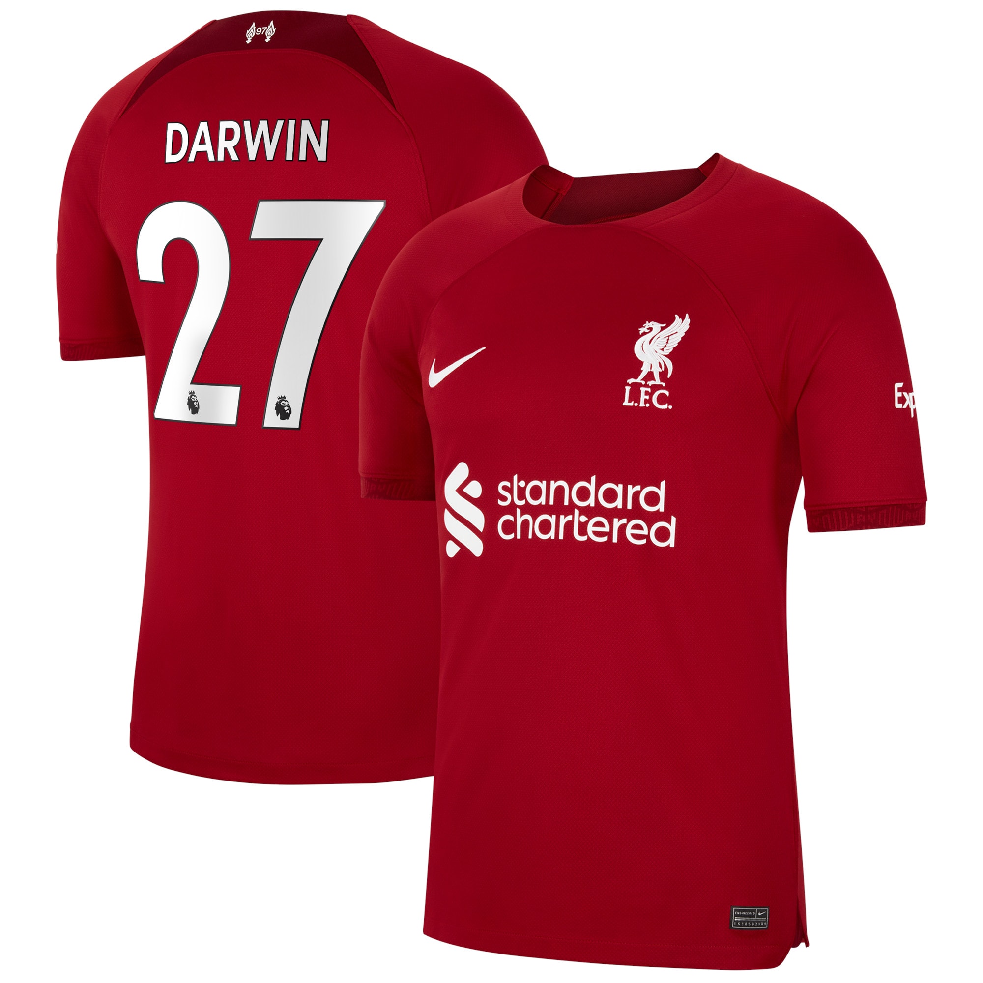 Liverpool Home Stadium Shirt 2022-2023 with Darwin 27 printing