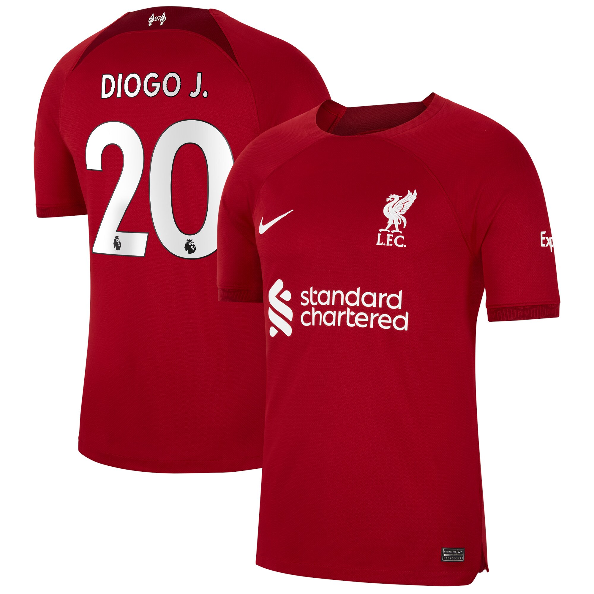 Liverpool Home Stadium Shirt 2022/23 with Diogo J. 20 printing