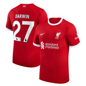 Liverpool Home Stadium Shirt 2023-24 with Darwin 27 printing