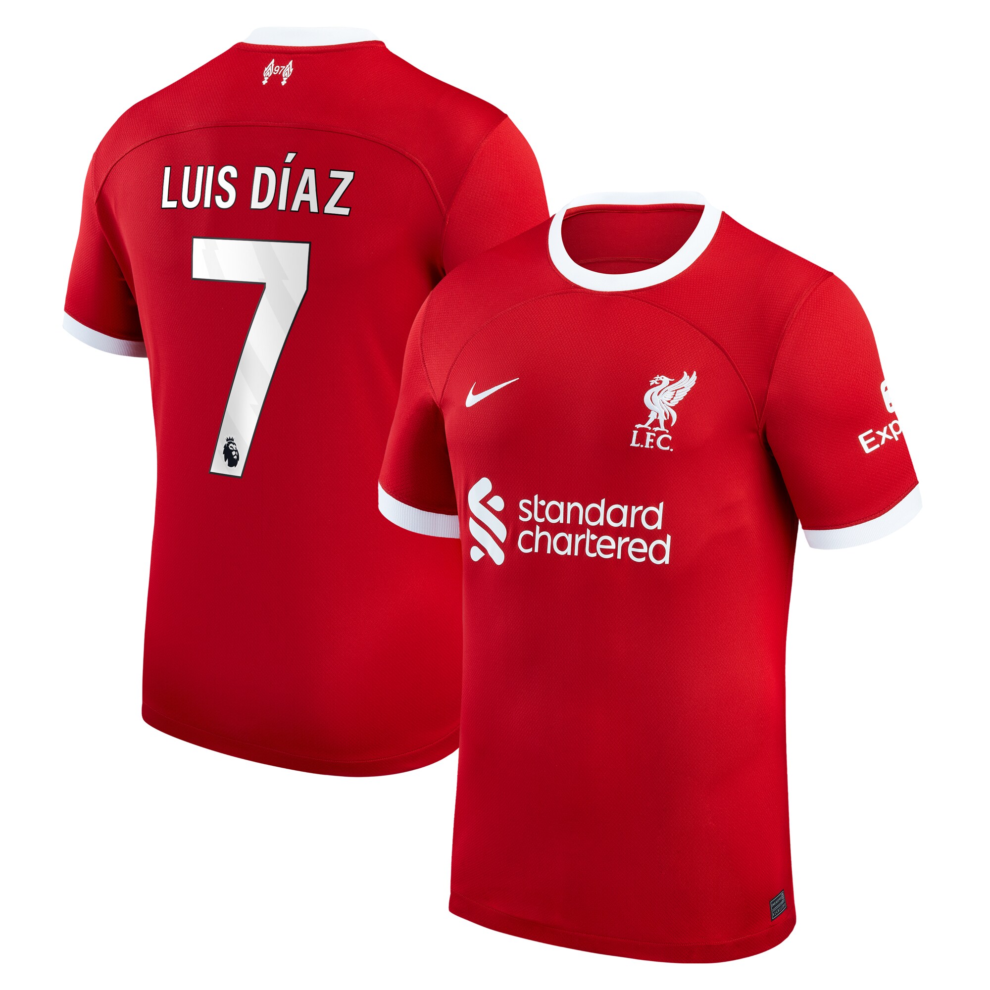 Liverpool Home Stadium Shirt 2023-24 with Luis Díaz 7 printing