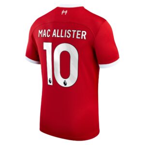 Liverpool Home Stadium Shirt 2023-24 with Mac Allister 10 printing