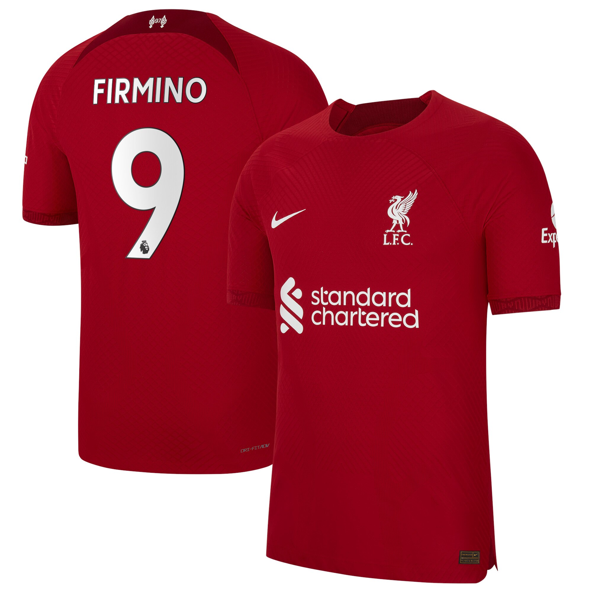 Liverpool Home Vapor Match Shirt 2022/23 with Firmino 9 printing