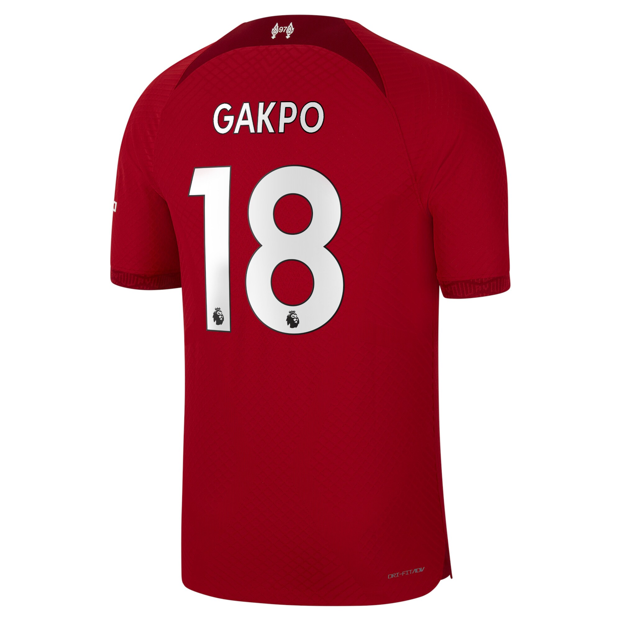 Liverpool Home Vapor Match Shirt 2022-23 with Gakpo 18 printing
