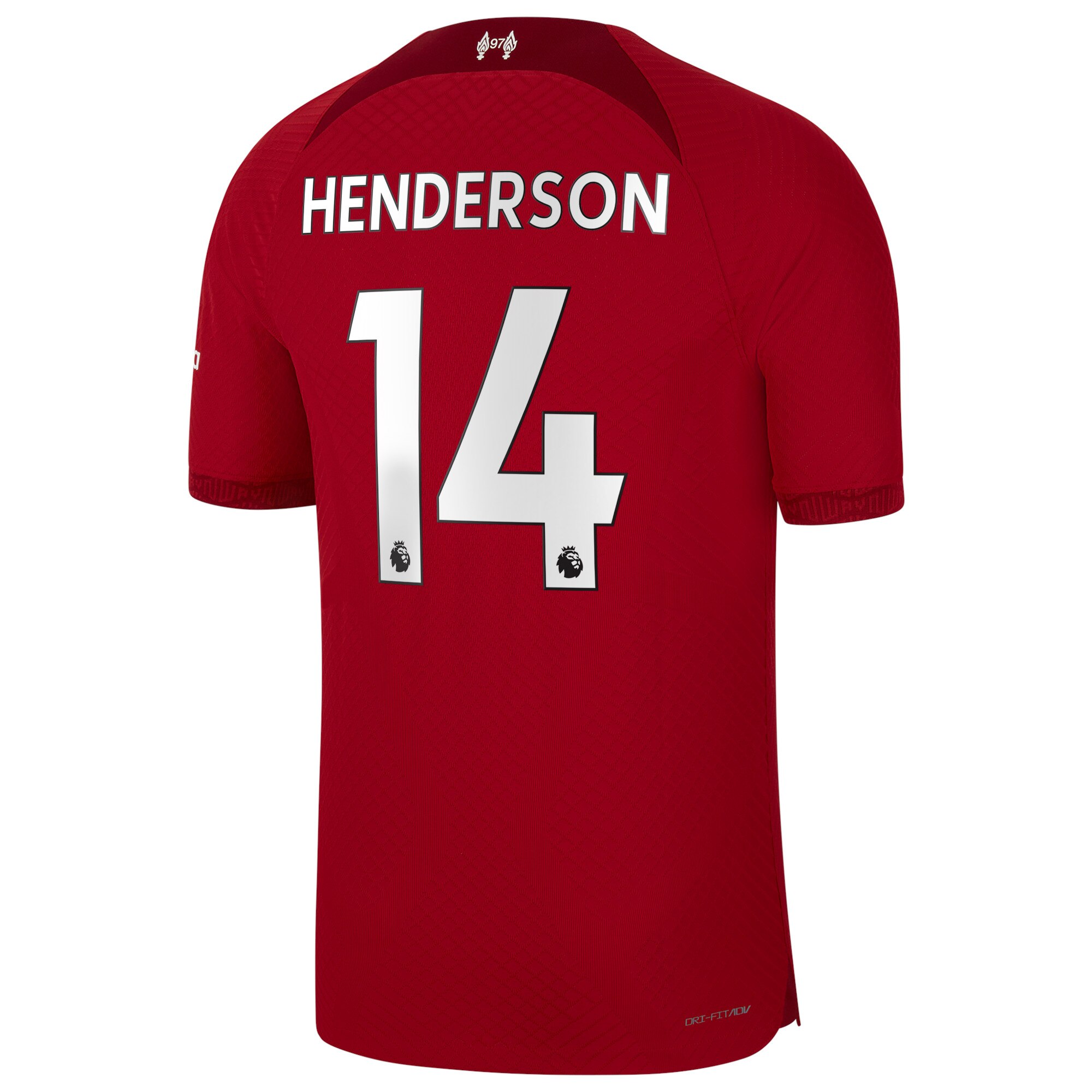 Liverpool Home Vapor Match Shirt 2022/23 with Henderson 14 printing