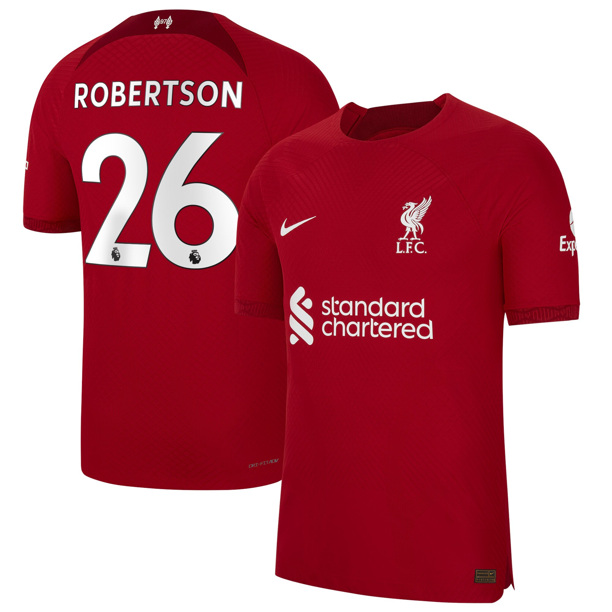 Liverpool Home Vapor Match Shirt 2022/23 with Robertson 26 printing