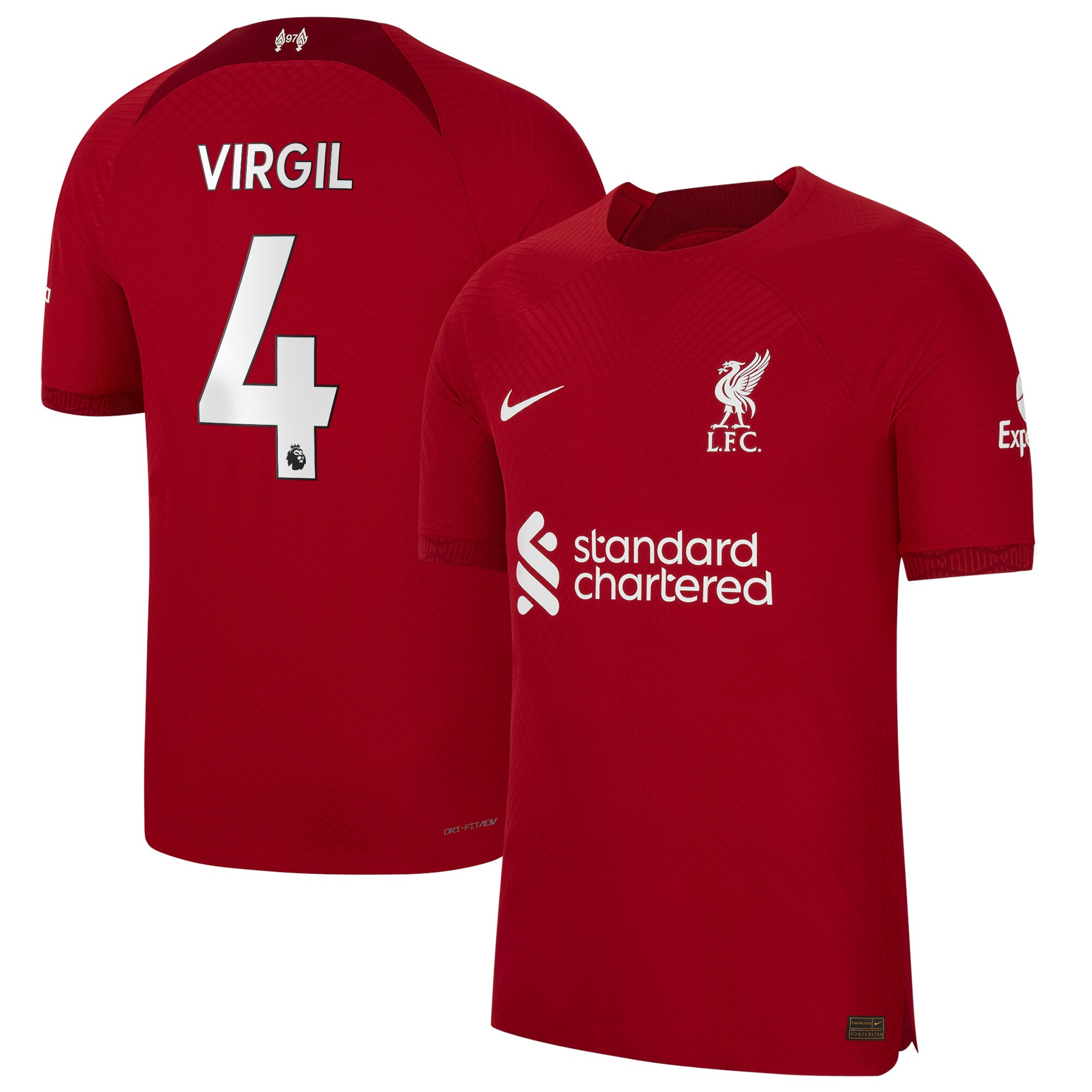 Liverpool Home Vapor Match Shirt 2022/23 with Virgil 4 printing