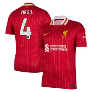 Liverpool Home Stadium Shirt 2024-25 with Virgil 4 printing