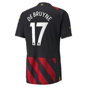 Manchester City Away Authentic Shirt 2022-2023 with De Bruyne 17 printing