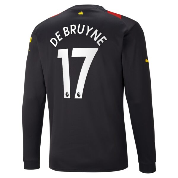 Manchester City Away Shirt 2022-23 - Long Sleeve with De Bruyne 17 printing