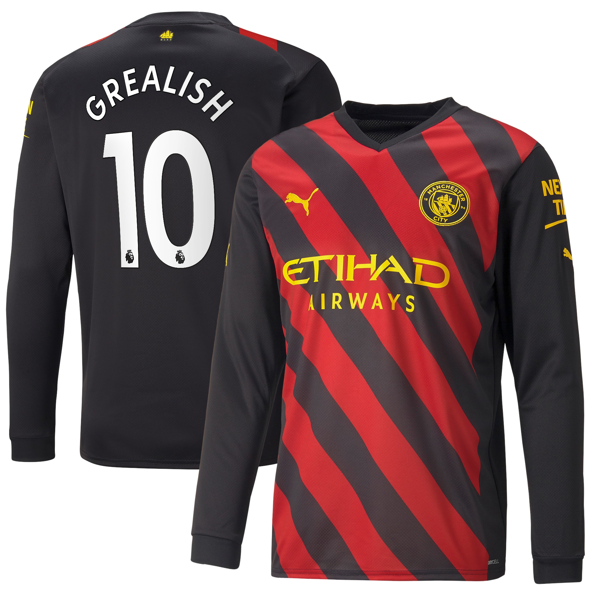 Manchester City Away Shirt 2022-23 - Long Sleeve with Grealish 10 printing