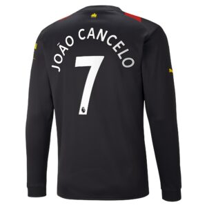 Manchester City Away Shirt 2022-23 - Long Sleeve with João Cancelo 7 printing
