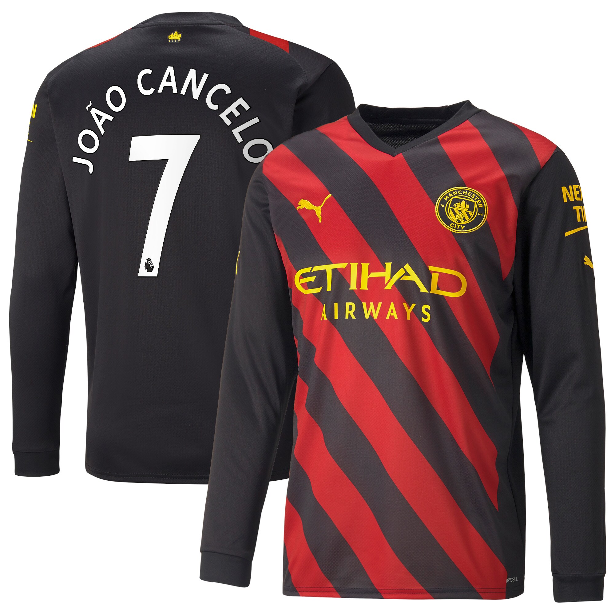 Manchester City Away Shirt 2022-23 - Long Sleeve with João Cancelo 7 printing