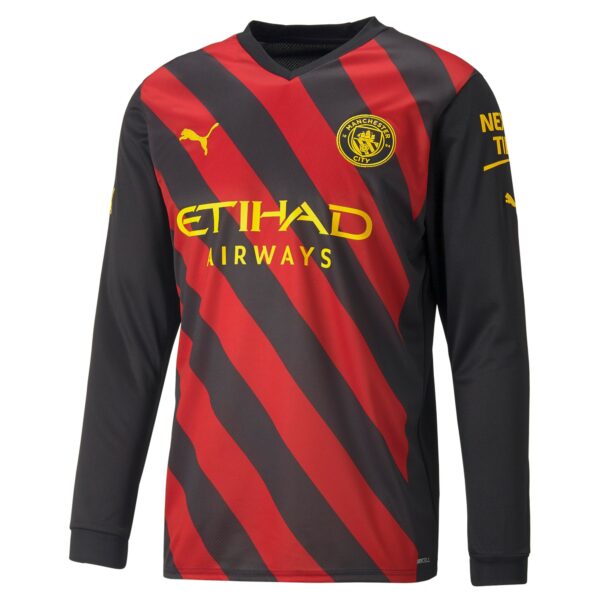 Manchester City Away Shirt 2022-23 - Long Sleeve with Stones 5 printing