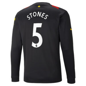 Manchester City Away Shirt 2022-23 - Long Sleeve with Stones 5 printing