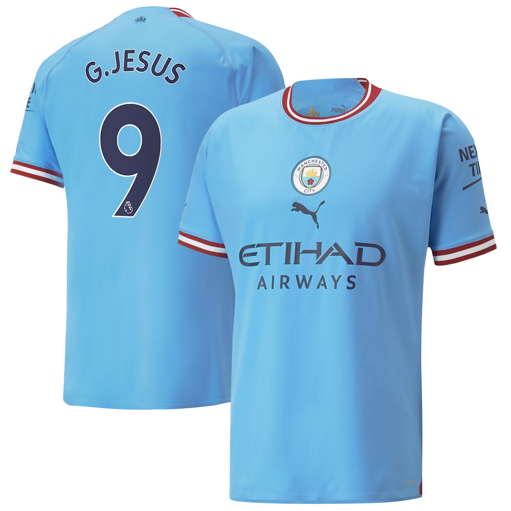 Manchester City Home Authentic Shirt 2022/23 with G.Jesus 9 printing