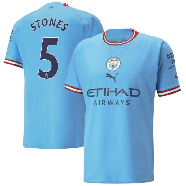 Manchester City Home Authentic Shirt 2022/23 with Stones 5 printing
